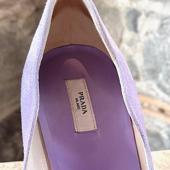 Prada Lilac Suede Scallop Pumps - Picture 9 of 9